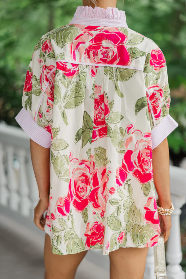 Full  Pink Floral Blouse